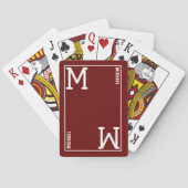 Jeu De Cartes Monogramme ( initial et nom) personnalisé rouge fo (dos)