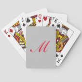 Jeu De Cartes Monogramme initial gris rouge unique (dos)
