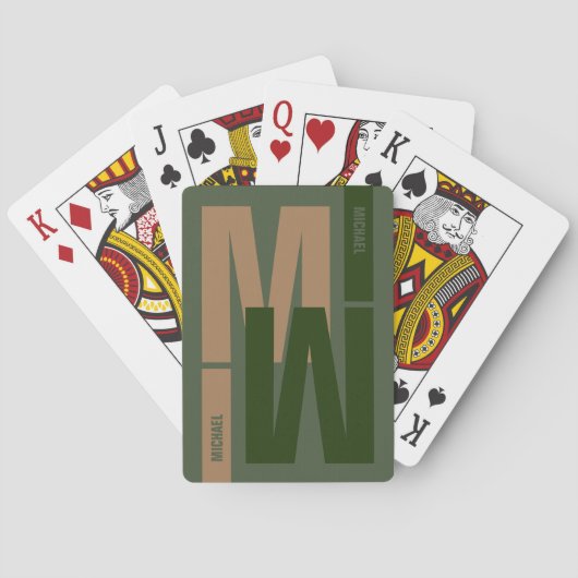Jeu De Cartes Monogramme initial inversé verdâtre (dos)