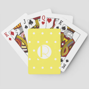 Jeu De Cartes Monogramme initial Pois jaune vif