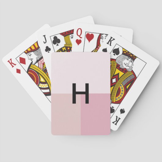 Jeu De Cartes Monogramme Initial Rose Pâle Pastel Couleur Bloc (dos)