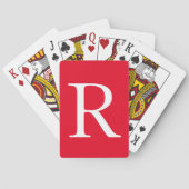 Jeu De Cartes Monogramme Initiales Nom Rouge Blanc Noël (dos)