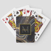 Jeu De Cartes Monogramme marbré noir et or moderne (dos)