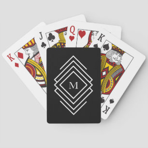Jeu De Cartes Monogramme Moderne Des Mères Noires Et Blanches