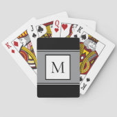 Jeu De Cartes Monogramme Moderne Élégant Initial Mode Noir Gris (dos)