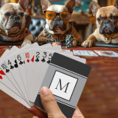 Jeu De Cartes Monogramme moderne élégant initial tendance gris n