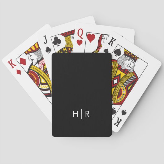 Jeu De Cartes Monogramme Moderne Minimal Noir (dos)
