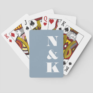 Jeu De Cartes Monogramme moderne minimaliste Dusty Mariage bleu
