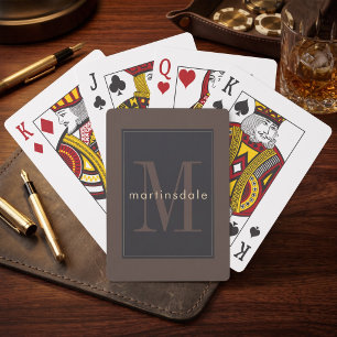 Jeu De Cartes Monogramme Moderne Minimaliste Élégant Foncé