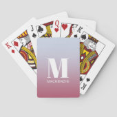 Jeu De Cartes Monogramme moderne Nom initial Pink Blue Gradient (dos)