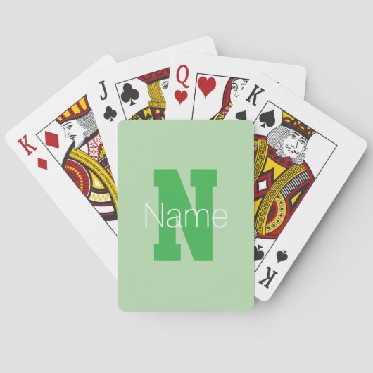 Jeu De Cartes Monogramme moderne | Pale & Kelly Green (dos)