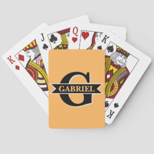 Jeu De Cartes Monogramme Moderne Personnalisé Nom Orange