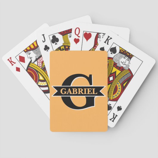 Jeu De Cartes Monogramme Moderne Personnalisé Nom Orange (dos)