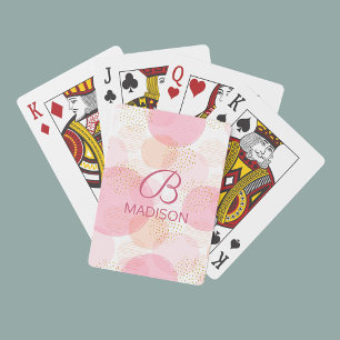 Jeu De Cartes Monogramme moderne rose Parties scintillant fille 