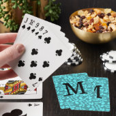 Jeu De Cartes Monogramme Moderne sur Feuilles Aqua (In Situ)