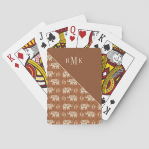 Jeu De Cartes Monogramme  Motif de la caravane orangée éléphante