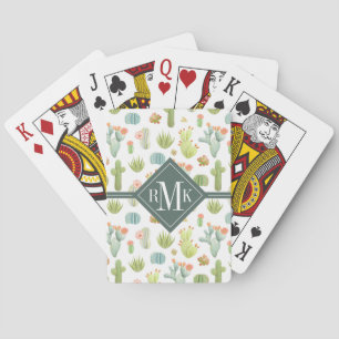 Jeu De Cartes Monogramme Motif debout de Cactus mignon