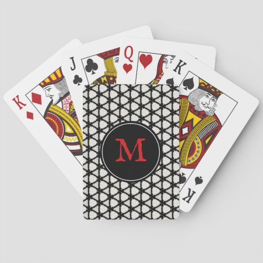 Jeu De Cartes Monogramme Motif moderne noir blanc élégant (dos)