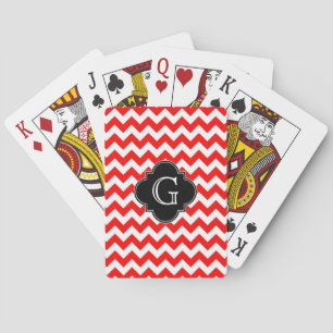 Jeu De Cartes Monogramme noir blanc rouge lumineux de Chevron