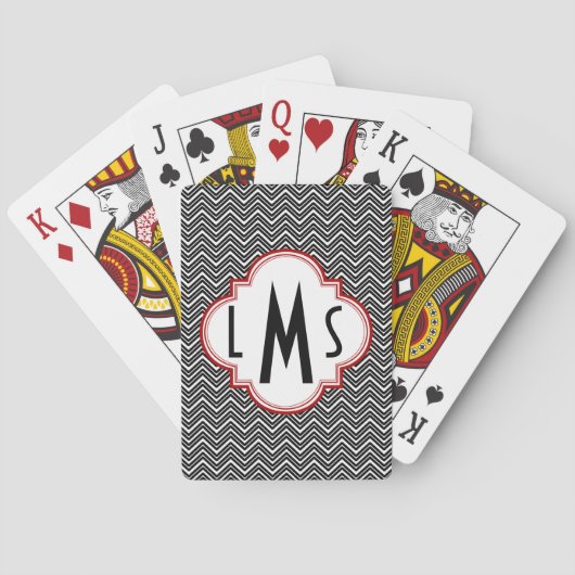 Jeu De Cartes Monogramme noir de Chevron (dos)