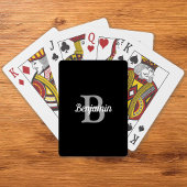 Jeu De Cartes Monogramme noir gris blanc rétro personnalisé