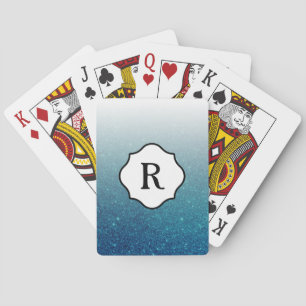 Jeu De Cartes Monogramme noir, ombre à paillettes sarcelle foncé