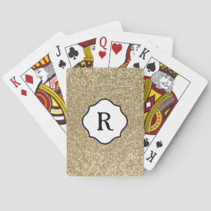 Jeu De Cartes Monogramme noir sur paillettes dorées scintillante