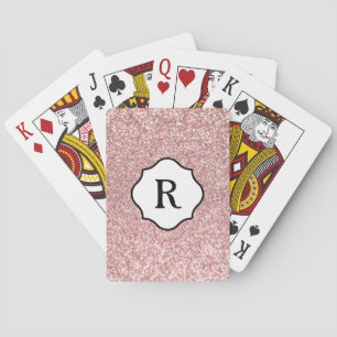 Jeu De Cartes Monogramme noir sur paillettes rose gold