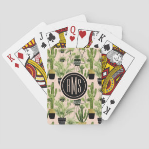 Jeu De Cartes Monogramme Oasis intérieure Motif de ligne Pla