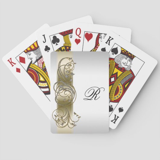 Jeu De Cartes Monogramme officiel de l'argent d'or (dos)