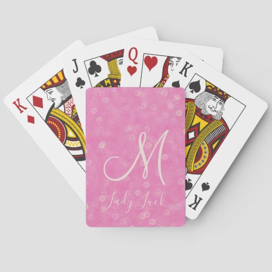Jeu De Cartes Monogramme Parties scintillant rose Bokeh Lady Luc (dos)