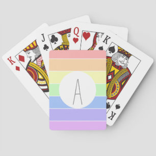 Jeu De Cartes Monogramme Pastel Arc-en-ciel bandes colorées