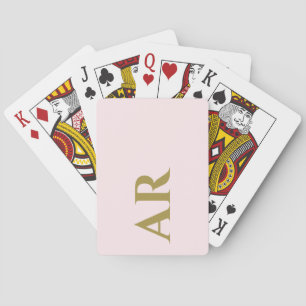 Jeu De Cartes Monogramme Pastel Rose Or Initiales Minimaliste Ch