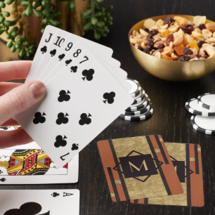 Jeu De Cartes Monogramme personnalisé Art déco noir et or