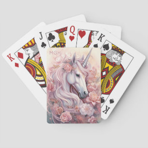 Jeu De Cartes Monogramme personnalisé belle licorne