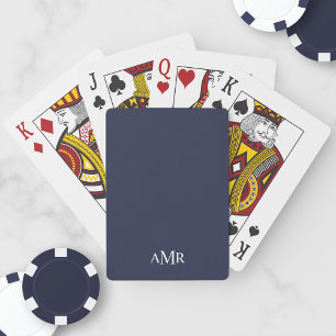 Jeu De Cartes Monogramme personnalisé bleu marine classique