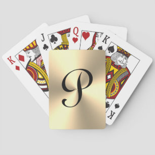 Jeu De Cartes Monogramme personnalisé brillant métallique or