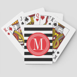 Jeu De Cartes Monogramme personnalisé Chic noir et blanc