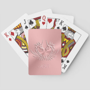 Jeu De Cartes Monogramme personnalisé, Coeur de dragon rose