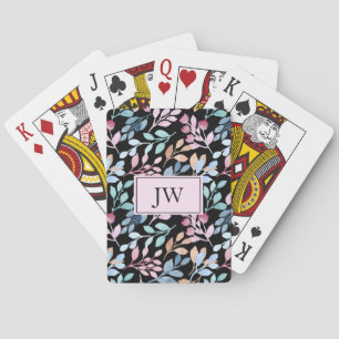 Jeu De Cartes Monogramme personnalisé de verdure classique
