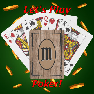 Jeu De Cartes Monogramme personnalisé en bois Brown rustique