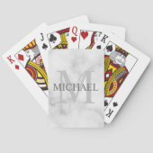 Jeu De Cartes Monogramme personnalisé et Marbre blanc de nom (dos)