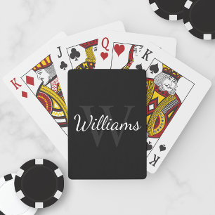 Jeu De Cartes Monogramme personnalisé et nom noir