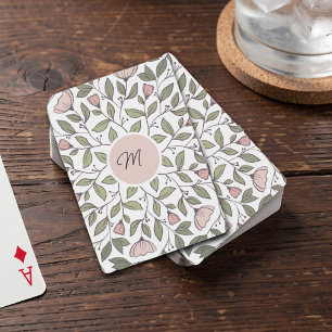 Jeu De Cartes Monogramme personnalisé floral délicat