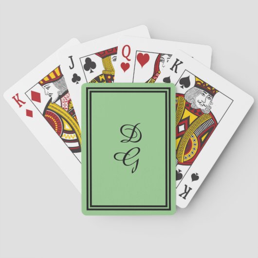 Jeu De Cartes monogramme personnalisé Lulumama menthe vert, lett (dos)