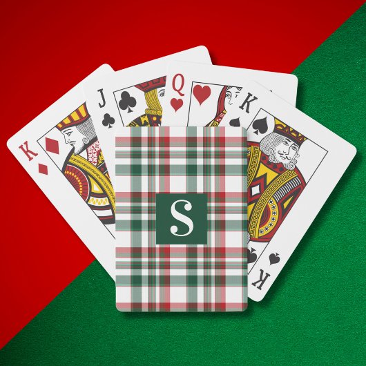 Jeu De Cartes Monogramme Personnalisé Noël Rouge Et Vert