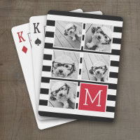 Monogramme personnalisé noir rouge rayé
