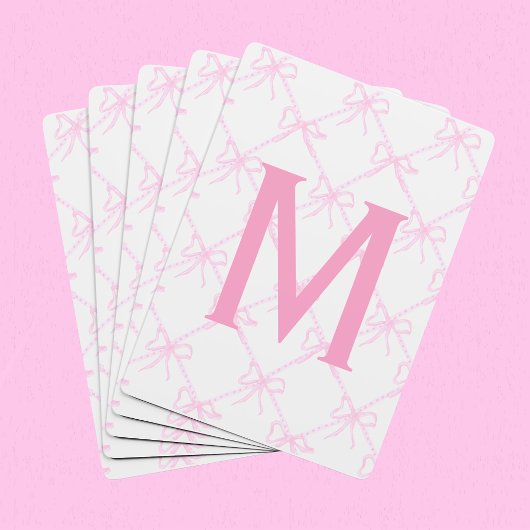 Jeu De Cartes Monogramme Personnalisé Pink Bow, Coquette Plainte