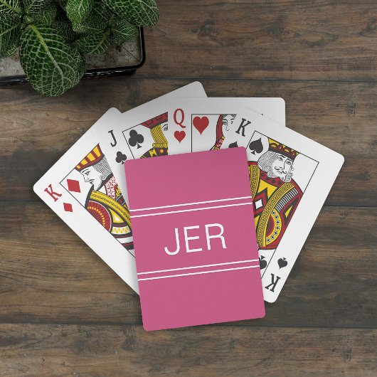 Jeu De Cartes Monogramme personnalisé rose initial moderne perso