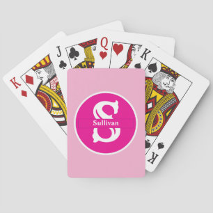 Jeu De Cartes Monogramme personnalisé rose sur rose classique